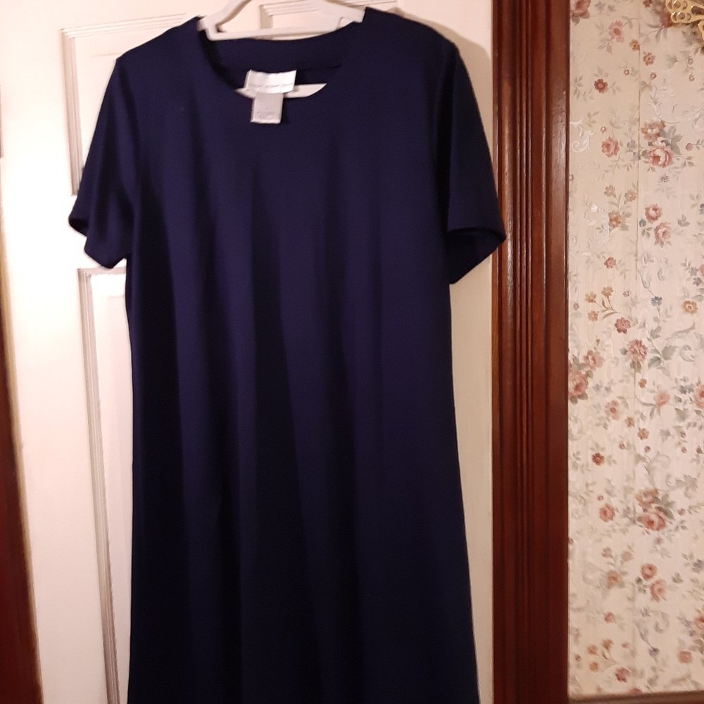 Susan Graver navy fit and flair dress.